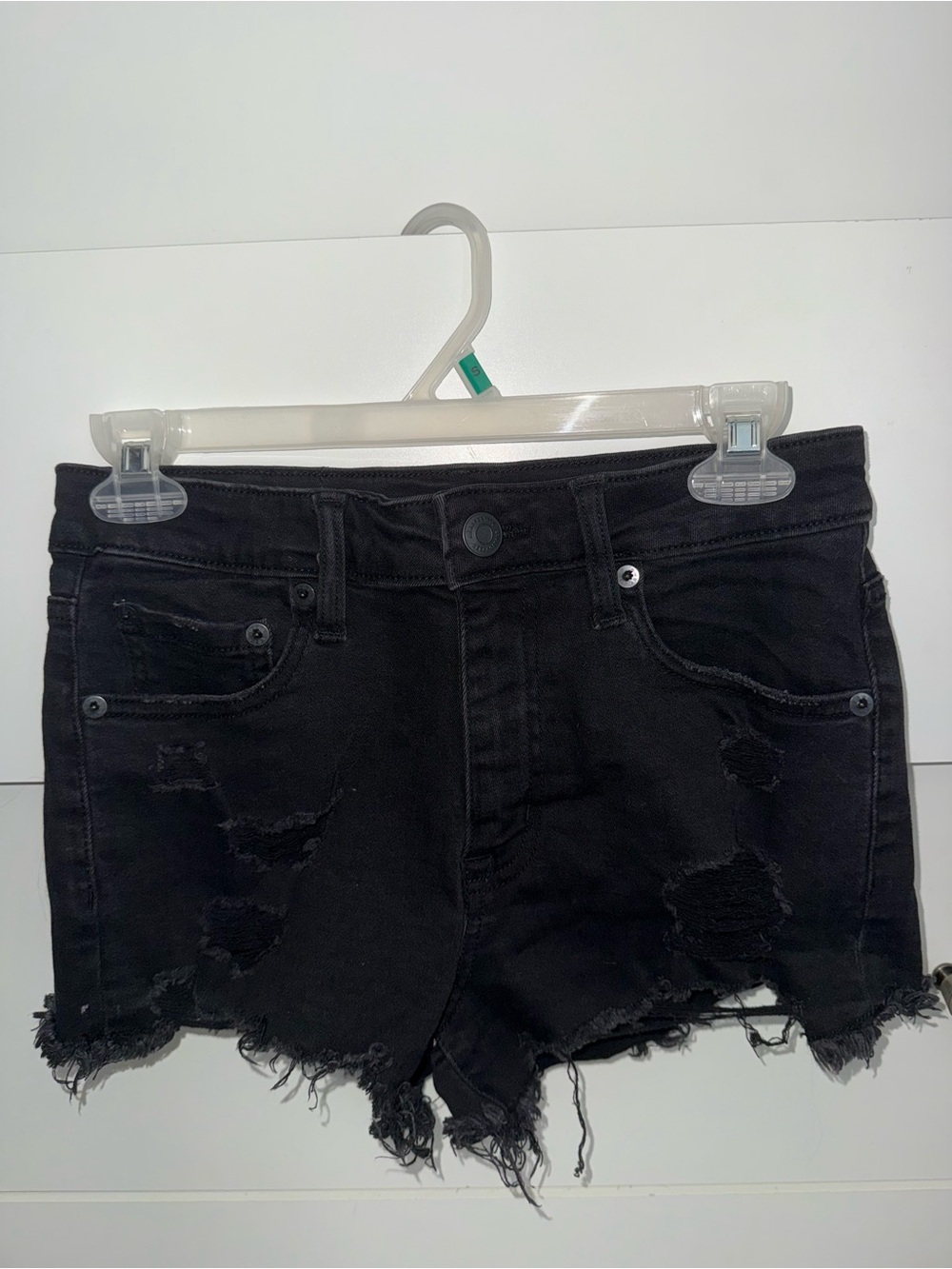 Aeropostale Black Distressed Denim Shorts